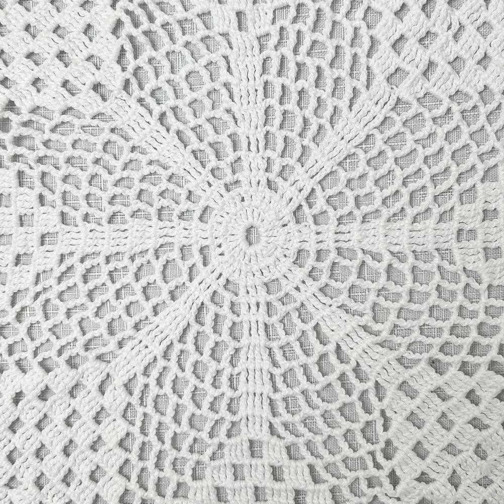 Vintage Hand Crocheted Doilies Set 2 White Table Topper Openwork Star Snowflake